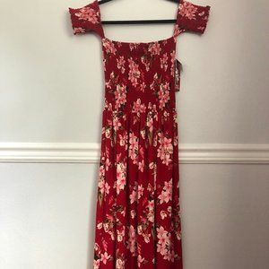 Red HotKiss Maxi Hawaiian Print Floral Dress
